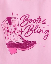 Baby And Toddler Girls Cowgirl Boots Graphic Tee