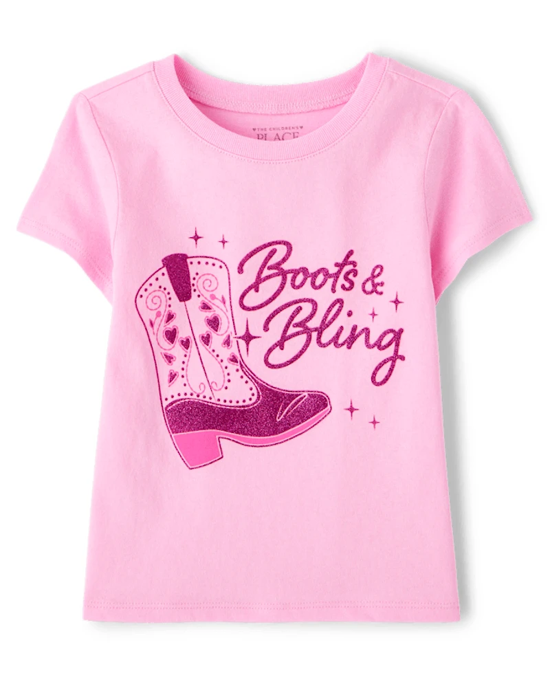 Baby And Toddler Girls Cowgirl Boots Graphic Tee