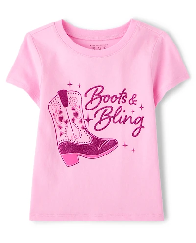 Baby And Toddler Girls Cowgirl Boots Graphic Tee