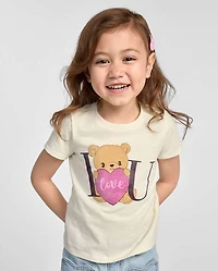 Baby And Toddler Girls Bear Graphic Tee