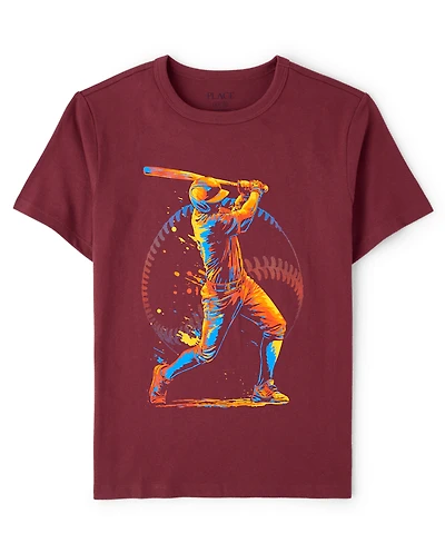 Boys Baseball Player Graphic Tee