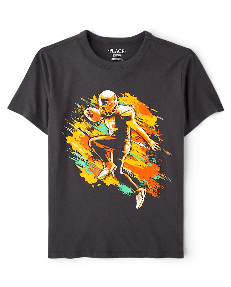 Boys Football Player Graphic Tee