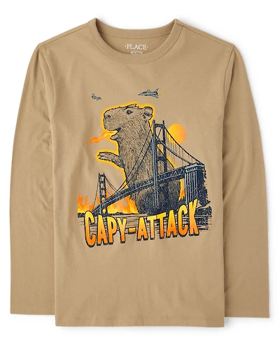 Boys Capybara Astronaut Graphic Tee