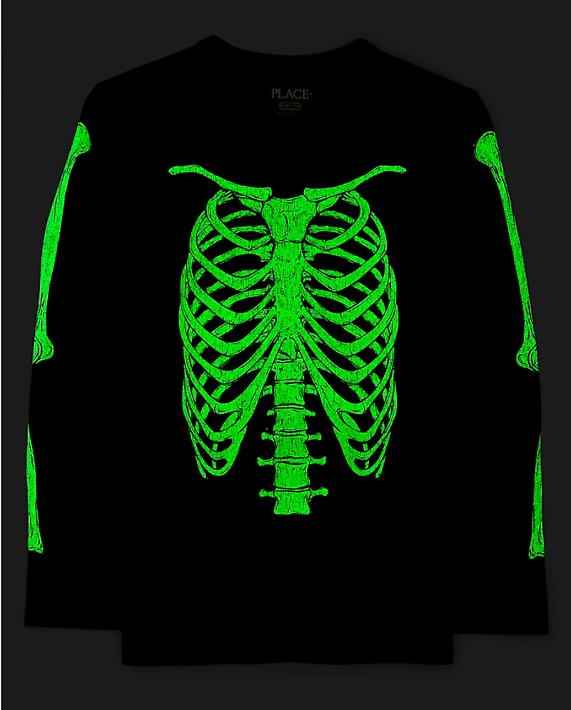 Boys Glow Halloween Skeleton Graphic Tee