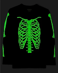 Boys Glow Halloween Skeleton Graphic Tee