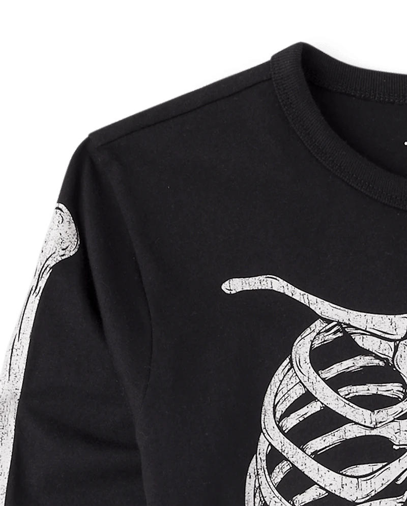 Boys Glow Halloween Skeleton Graphic Tee
