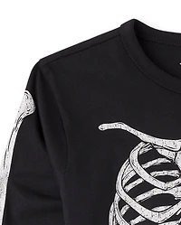 Boys Glow Halloween Skeleton Graphic Tee