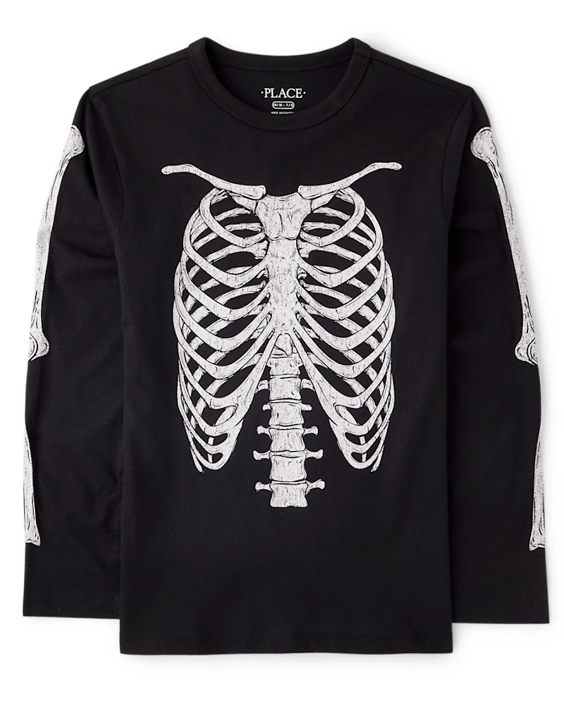 Boys Glow Halloween Skeleton Graphic Tee