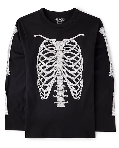 Boys Glow Halloween Skeleton Graphic Tee
