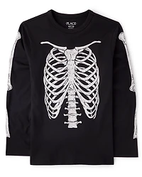 Boys Glow Halloween Skeleton Graphic Tee