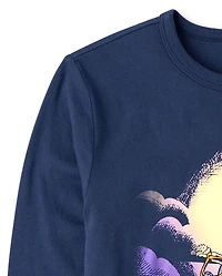 Boys Halloween Pumpkin Biker Graphic Tee