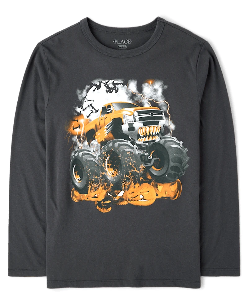 Boys Halloween Monster Truck Graphic Tee
