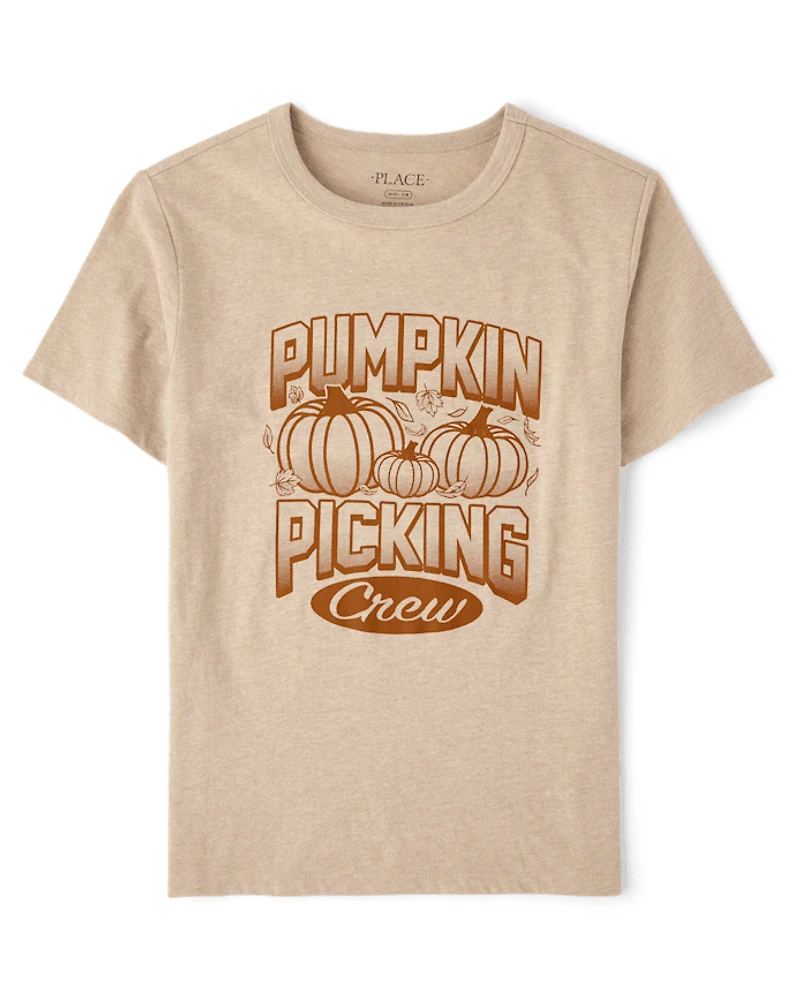 Kids Matching Family Pumpkin Picking Crew Graphic Tee