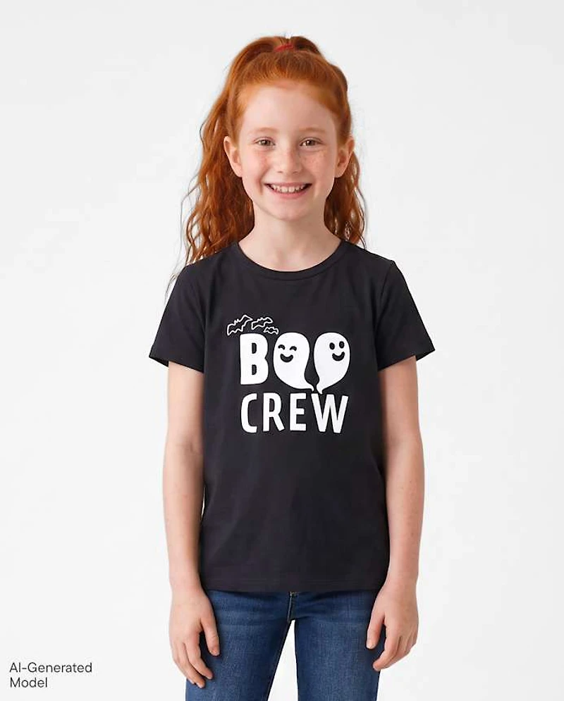 Kids Matching Family Glow Halloween Boo Crew Graphic Tee