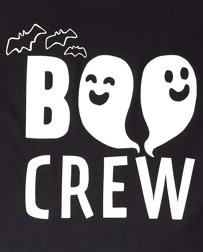 Adult Matching Family Glow Halloween Boo Crew Graphic Tee