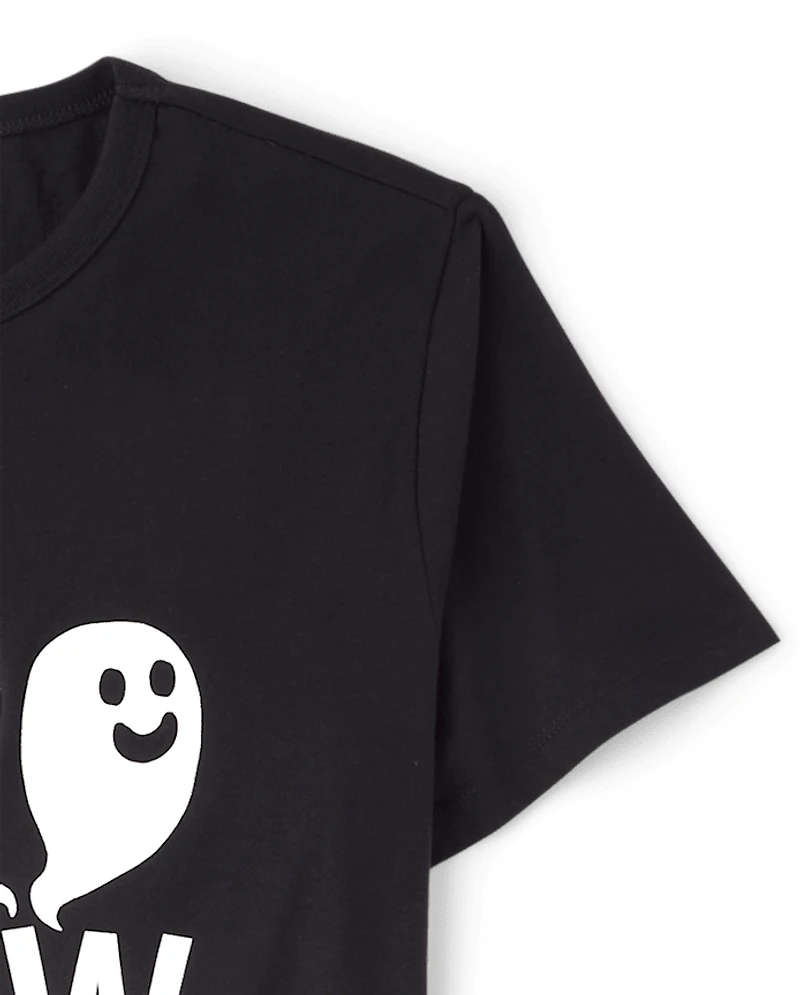 Adult Matching Family Glow Halloween Boo Crew Graphic Tee
