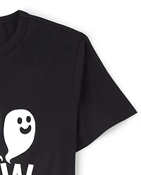 Adult Matching Family Glow Halloween Boo Crew Graphic Tee