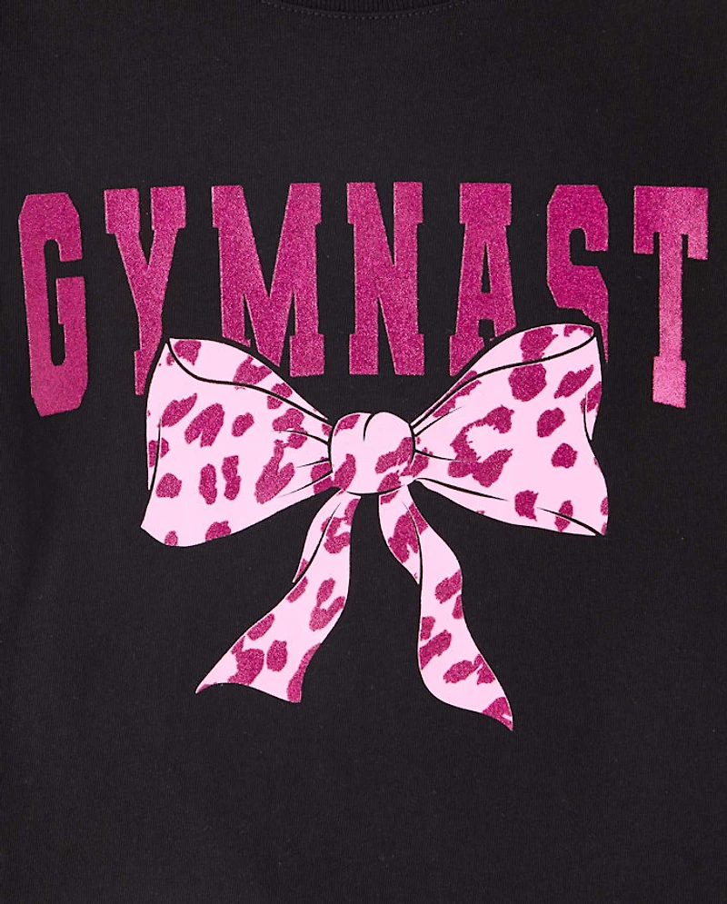 Girls Gymnast Bow Graphic Tee