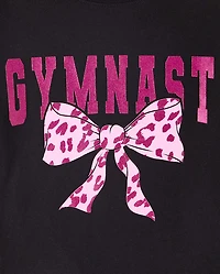 Girls Gymnast Bow Graphic Tee