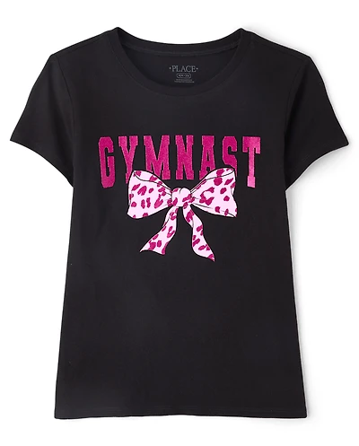 Girls Gymnast Bow Graphic Tee