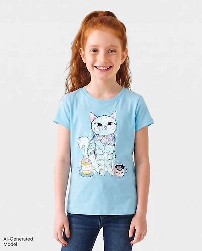 Girls Cat Graphic Tee