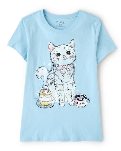 Girls Cat Graphic Tee