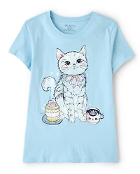 Girls Cat Graphic Tee