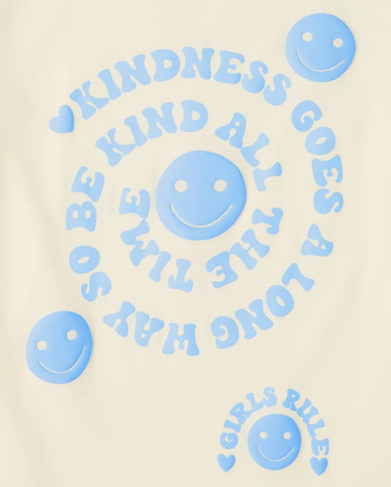 Girls Kindness Happy Face Graphic Tee