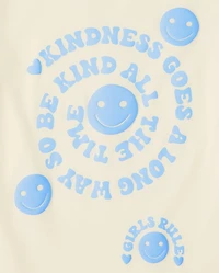 Girls Kindness Happy Face Graphic Tee