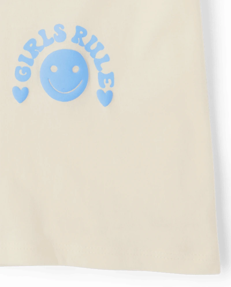 Girls Kindness Happy Face Graphic Tee