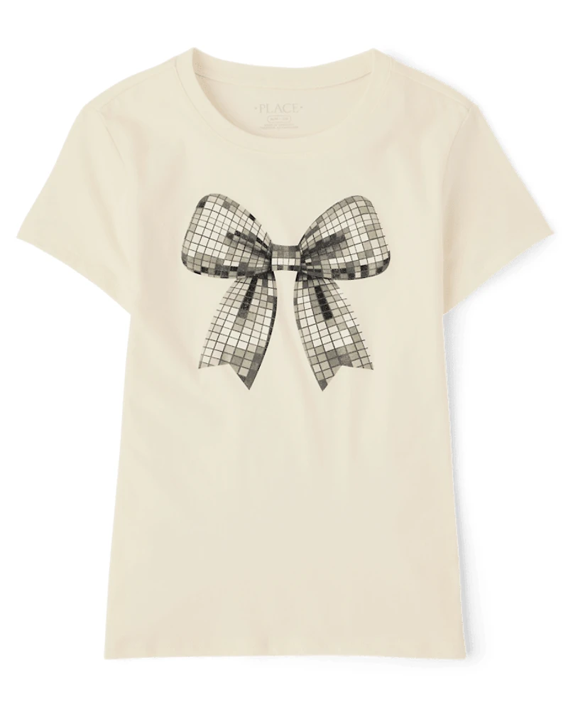 Girls Disco Bow Graphic Tee