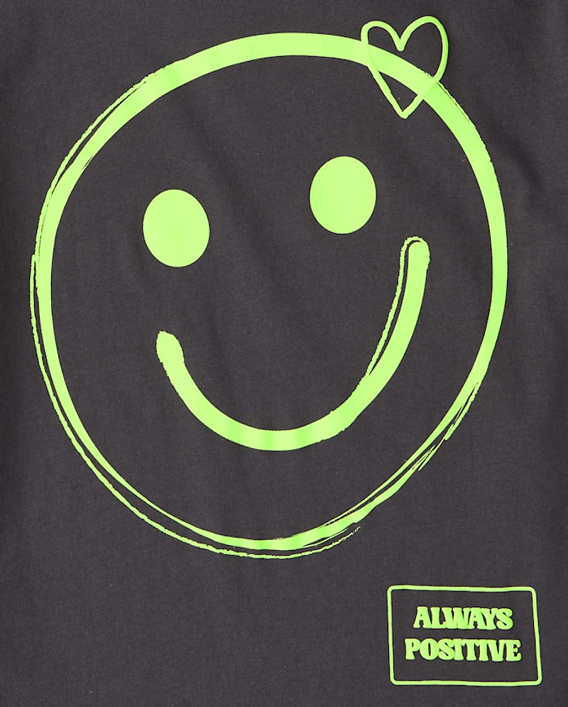Girls Happy Face Graphic Tee