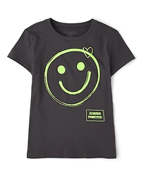 Girls Happy Face Graphic Tee