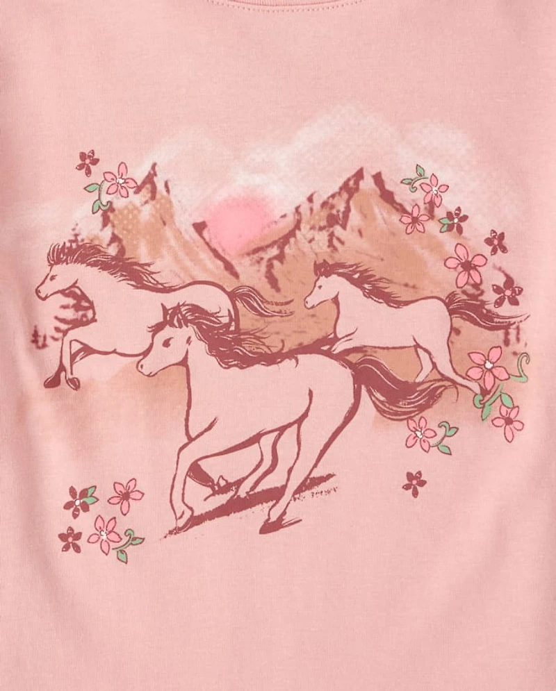Girls Horses Graphic Tee
