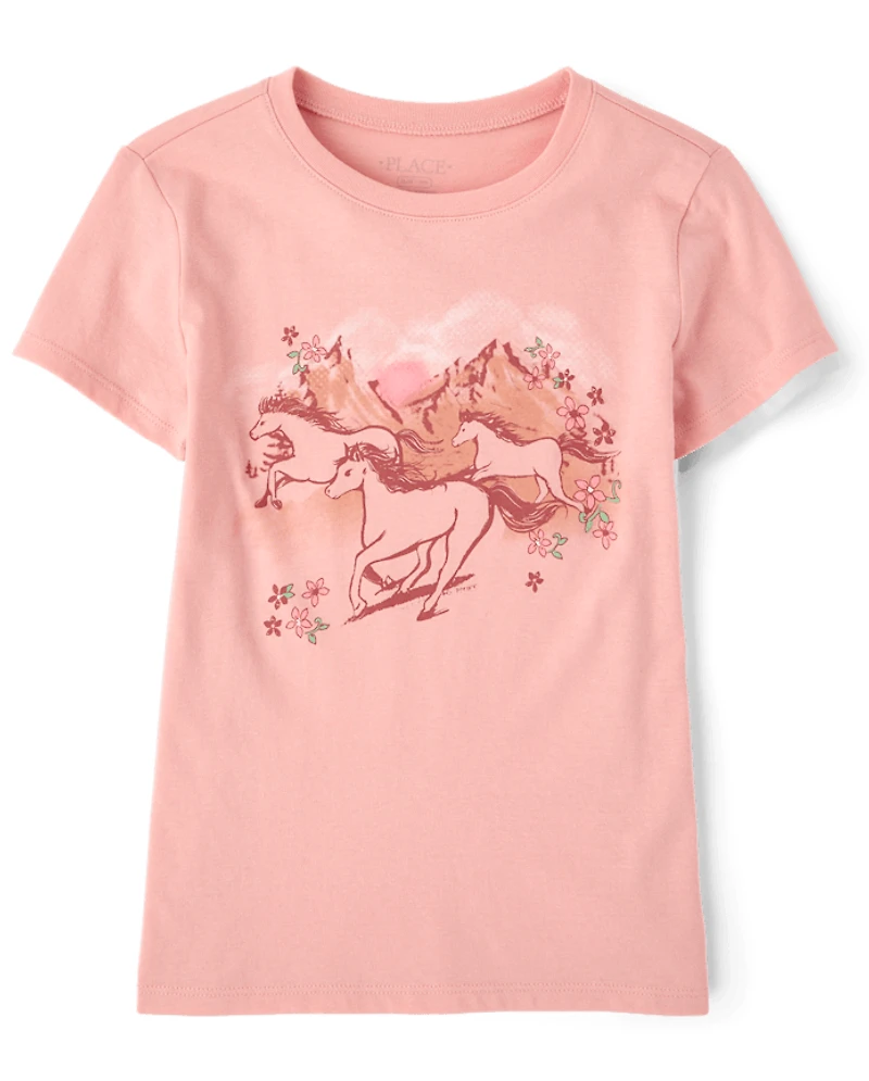 Girls Horses Graphic Tee