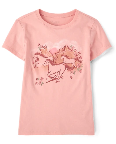 Girls Horses Graphic Tee
