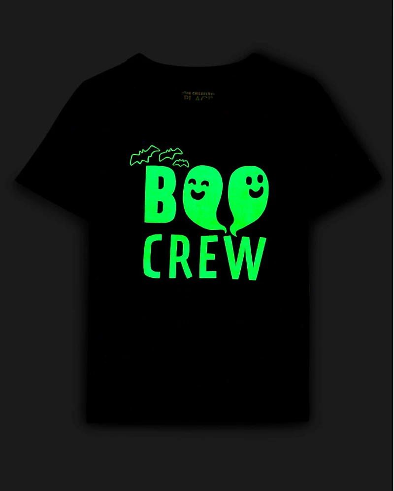 Baby And Toddler Matching Family Glow Halloween Boo Crew Graphic Tee