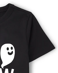 Baby And Toddler Matching Family Glow Halloween Boo Crew Graphic Tee