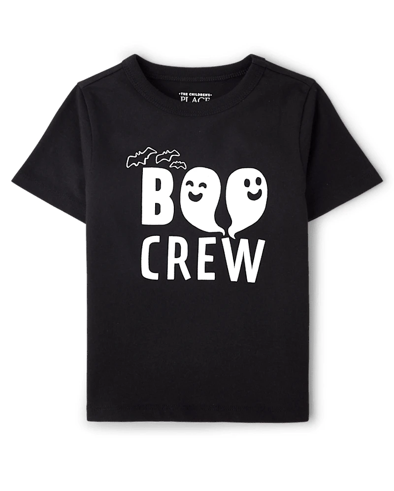 Baby And Toddler Matching Family Glow Halloween Boo Crew Graphic Tee
