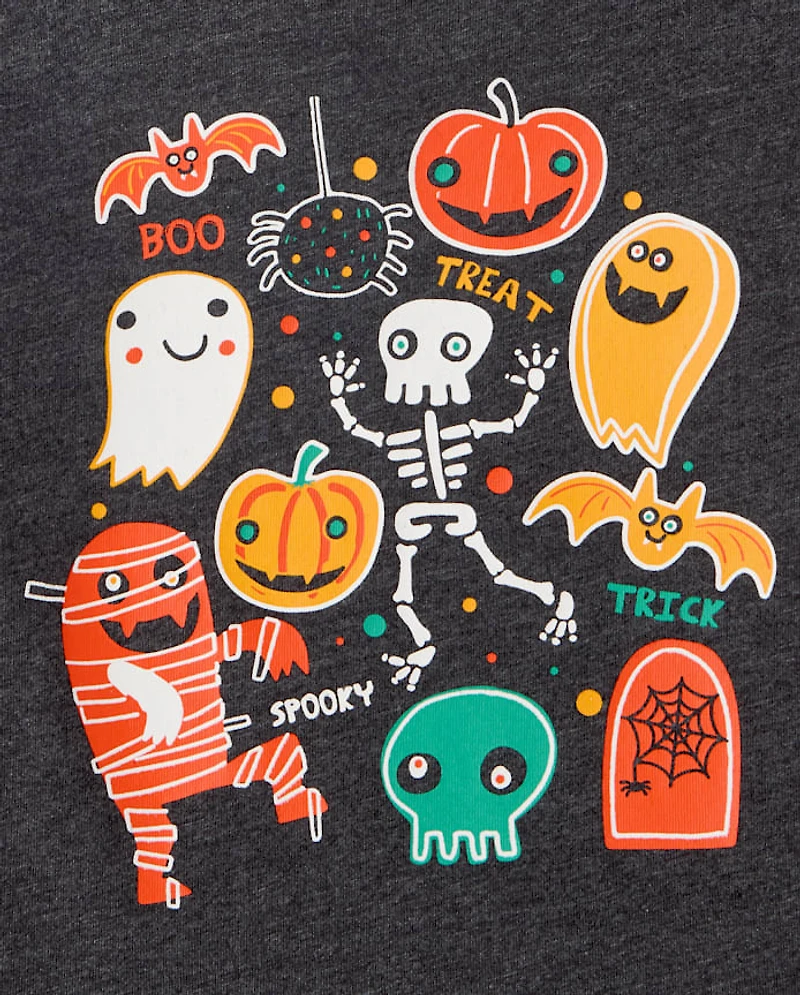 Baby And Toddler Boys Glow Halloween Icons Graphic Tee