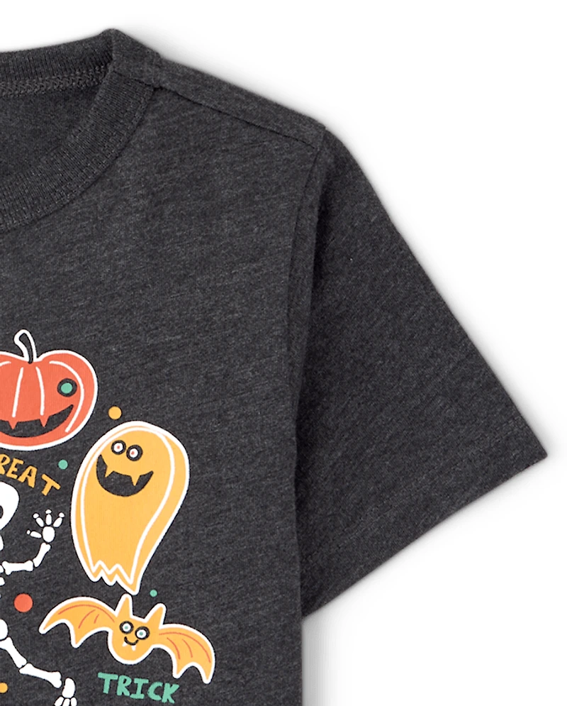 Baby And Toddler Boys Glow Halloween Icons Graphic Tee