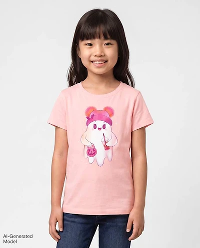 Girls Halloween Ghost Graphic Tee