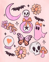 Girls Halloween Doodle Graphic Tee