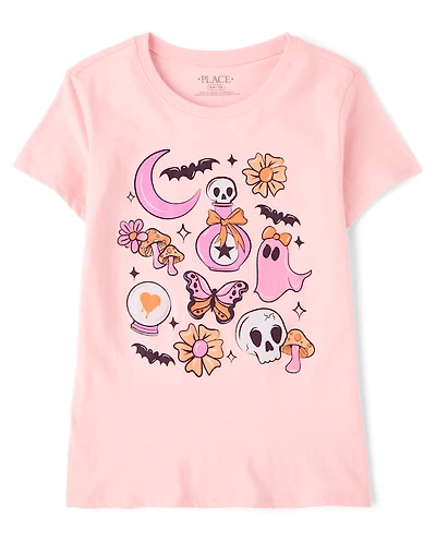 Girls Halloween Doodle Graphic Tee