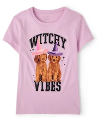 Girls Halloween Witchy Vibes Graphic Tee