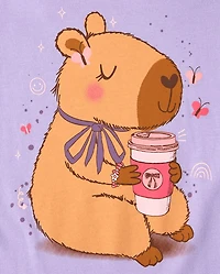 Girls Capybara Drink Graphic Tee