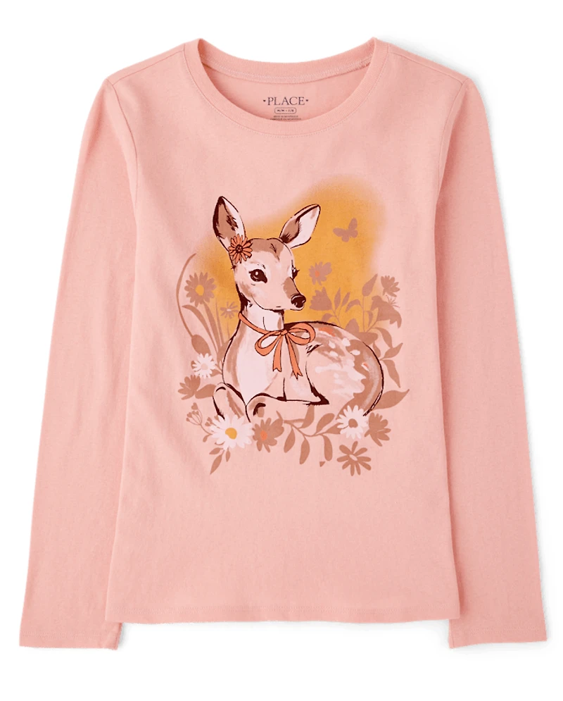 Girls Deer Graphic Tee