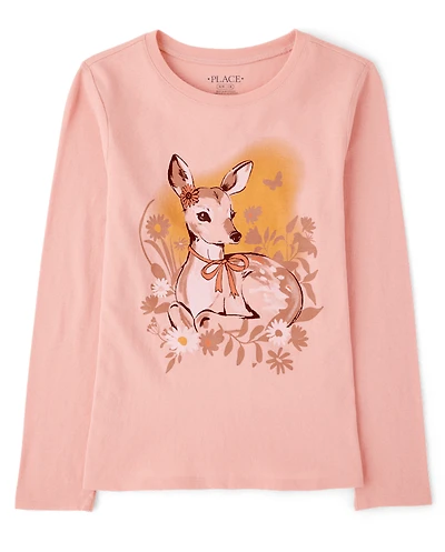 Girls Deer Graphic Tee