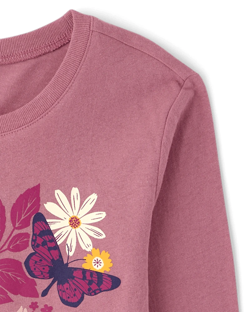 Girls Flowers Graphic Tee