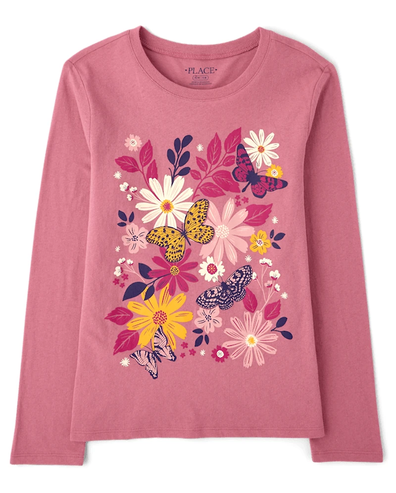 Girls Flowers Graphic Tee